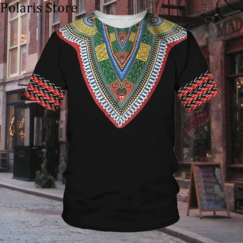 Africké Oblečenie Pre Mužov Tradičné Nosenie Dashiki Oblečenie Krátky Rukáv Košele T O Bežné Krku Tees Retro Streetwear Etnický Štýl
