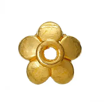 DoreenBeads Perličiek Čiapky Kvet Zlatá farba(Fit 8 mm Korálky)7mm x 6 mm(2/8