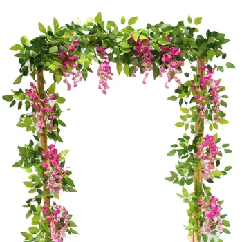 Simulované Wisteria kvet ratan bean kvet ratan strom dekorácie rastlín domov svadobné dekorácie rozšíriteľná faux ochrany osobných údajov plot