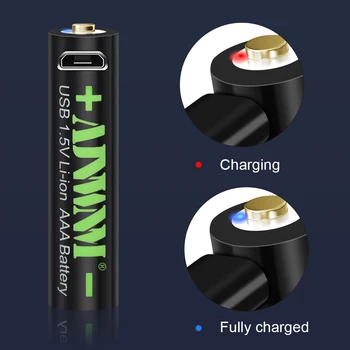 AJNWNM 1.5 V, USB, Li-ion batéria AAA Nabíjateľné Batérie 1100mWh + USB 1,5 V AA Nabíjateľné Batérie 3000mWh s USB Kábel
