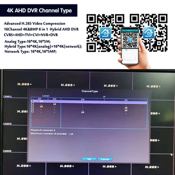 16 Kanálov CCTV AHD videorekordér DVR 4K Detekcia Tváre 6 V 1 Hybridné DVR, NVR, Bezpečnostný Systém 16CH 8MP Digitálny Video Rekordér