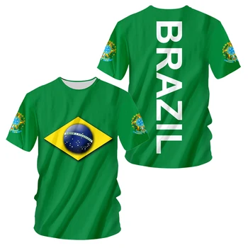 Nové Tlač Brazília Tričko Fashion Futbalový Tím Tričko Unisex Brasil Vlajka Krátky Rukáv O-krku Príčinné Mužov Oblečenie Camisa Robiť Brasil