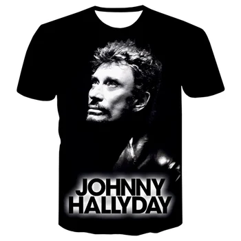 Johnny Hallyday Vytlačený 3D T-shirt Muži Ženy Letné Módy Ležérny Štýl Tričká Unisex Cool Hip Hop Streetwear Tee Topy