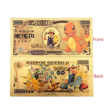 6-20pcs Pokemon KARTY Pikachu Pokeball zlato, bankovky 10000 Jenom Zlata plastové Bankoviek pre klasické detstvo pamäť Zber