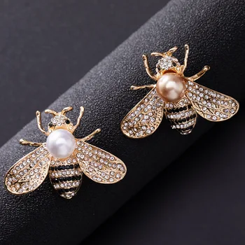 Dizajn Hmyzu Series Crystal Pearl Brošňa Preklopke Kolíky Ženy Včielka Brošne Drahokamu Pin Brošne Šperky, Darčeky pre Dievčatá