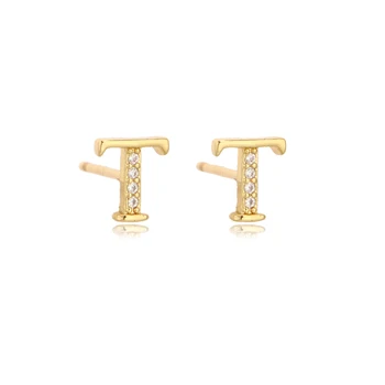 1Pair Trendy Roztomilý A-Z Listu Crystal Silver Gold Color Malé Stud Earing pre Ženy Abecedy Módne Šperky Vianočný Darček M T