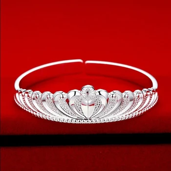 Vysoká Kvalita 925 Sterling Silver Šperky Kráľovná Koruny Bangles Náramok Pre Ženy/Dievčaťa Jemné Šperky Pulseiras