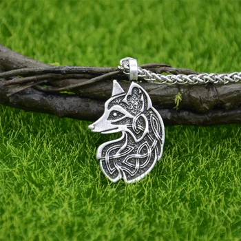 Viking Fox Náhrdelník Zvierat Amulet Írsky Uzlov Talizman Wicca Pohanské Punk Šperky