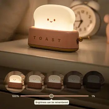 LED Hriankovač Nočné Svetlo Tvorivé Stmievanie Chlieb Maker Nočné Lampy, USB Nabíjanie Nočný Stolík Lampa Zábava Prepínač Náladu Svetlo Dievča Dary