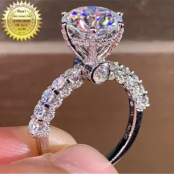 14K Au585 White Gold Ring DVVS Moissanite Diamanty 1 2 3 4 5 Carat Kolo Luxusné Svadobné Party Zapojenie Výročie Krúžok