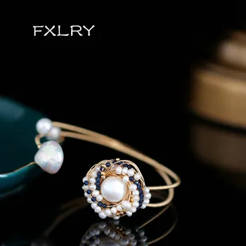 FXLRY Originálne Ručne vyrábané Prírodné Perly Vintage Kapela Kúzlo Náramok Pre Ženy, Svadobné Svadobné Šperky Príslušenstvo