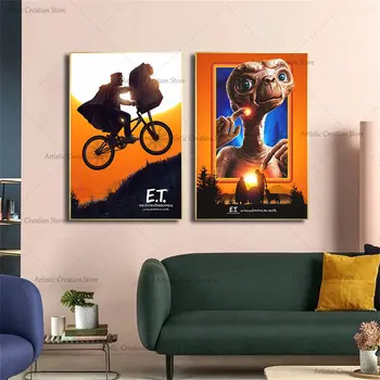 E. T. Extra-Terrestrial Filmové Plagáty Klasické Sci-fi Film, Umelecké Plátno, Vytlačí Maľovanie obrazov na Stenu Stenu Spálne Domova