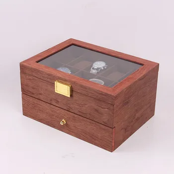 Vintage Hodinky Box Prípade Drevený Box 20 Luxusné Dvojvrstvové Hnedé Watch Box Organizátor pre Mužov Skladovanie Displej Kabinetu Box Darček