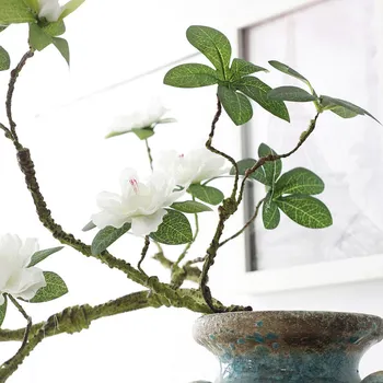 Luxusné Azaleas Umelé konáre stromov biela kukučky dlho liatie kmeňových ľubovoľné ohýbanie Ratan hodvábu kvetov pre home decor