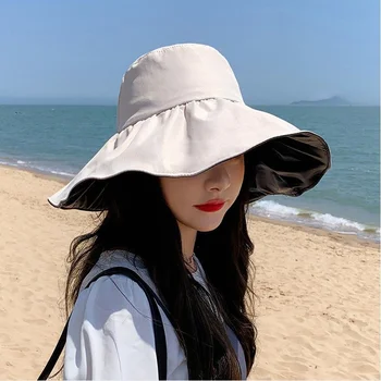 Letné Ženy, Vedierko Hat Ochranu proti UV žiareniu Slnka Klobúky Farbou Mäkké Skladacie Široký Okraj Vonkajšie Pláž Panama Spp Copu Čiapky