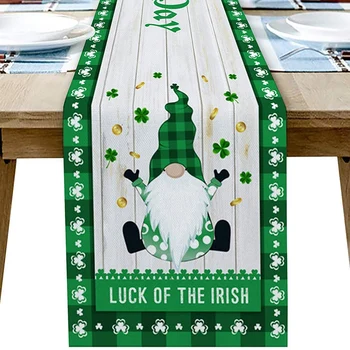 St. Patrick ' s Day Vytlačené Stôl Runner Zelená Ďatelina Stôl Runner Saint Patricks Deň Dovolenky Strany Dekor