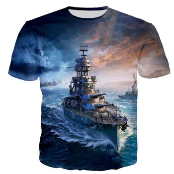 2021 Nový Príchod vojnová loď 3D T Shirt Muži Ženy Letné Módy Bežné Tlačené Krátky Rukáv Harajuku Streetwear Nadrozmerné T-shirt