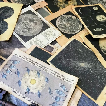 16Pcs Vintage Vesmíru Planéty Kávy Farbenie Materiál Papier Craft Papier Cestovné Nevyžiadanej Vestník Scrapbooking Denník Album Dekoratívne