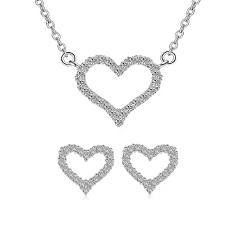 Vysoko kvalitné šperky set Sladké micro zirkón v tvare srdca náhrdelník + náušnice dámske svadobné šperky