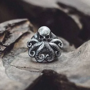 EYHIMD Pohode Mens Octopus Lebky Krúžok 316L Nerezovej Ocele, Šperky Námorník Prstene pre Mužov Puk Biker Šperky, Darčeky