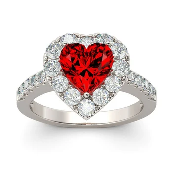 HOYON Módne Ruby Láska krúžok pre ženy, svadobné Žena červený drahokam osem srdce Osem šípov zirkón krúžok micro-intarzované a šperky