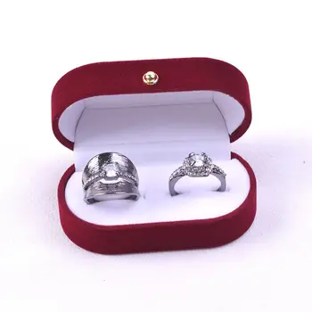 1 ks Prenosné Dvojité Krúžky Políčko Zobrazovať Šperky Darček Držiteľ Svadobné Zásnubný Prsteň Prípade Organizátor pre Ženy