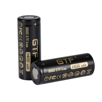 2020 Nové GTF 18500 1400mAh kapacity 3,7 V Li-Ion Nabíjateľná Batéria pre LED Baterka s plochou hlavou