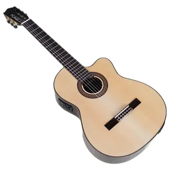 39 Palcový Masívneho Smrekového Dreva Klasická Gitara S Vysokým Leskom Prírodné 6 String Cutway Dizajn, Ručne Vyrobené Vreteníka