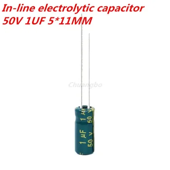 20pcs/veľa Higt kvality 50V1UF 50 1UF 5*11 MM low ESR/impedancia vysoká frekvencia hliníkové elektrolytický kondenzátor 50 1UF 5*11 MM