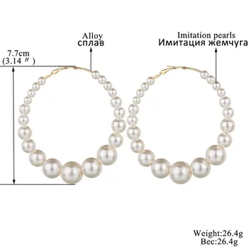 Prehnané nadrozmerná pearl hoop náušnice ženy, dievčatá, nočný klub strany šperky 2022 trendy