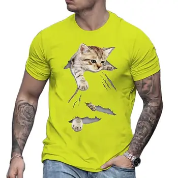 Pánske T-shirt, roztomilé mačka vzor, street T-shirt, módne výrobky, 3D tlač, štyri ročné obdobia, montáž, Y2K oblečenie