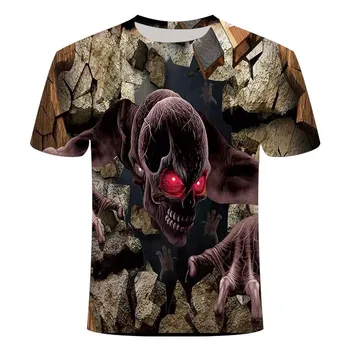 Letné nové pánske oblečenie kostra horor pánske oblečenie 3D vytlačené kostra T-shirt diabol kostra vzor ulica bežné krátke