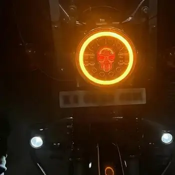 7 Palcový Motocykel Reflektor LED Lebky Auto Dekorácie Svetlometu Príslušenstvo Tieni Strane Ochranu Hlavy Mount Svetlometu Lampa W0N6