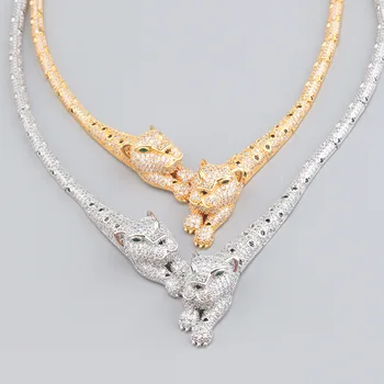 Leopard náušnice Cubic Zirconia Kameň Panther choker náhrdelník Náramok, prstene pre Ženy autor medené šperky set 2021 trend