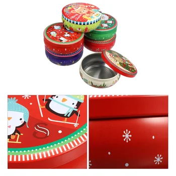 Vianočné Cookie Giftgiving Plechovky Candyboxes Kontajnerov Viečka Úložný Box Kolo Tin Vianočné Dekoratívne Kovové Formou Bufetu Ornament Veko Nádoby