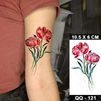 Nepremokavé Dočasné Tetovanie Nálepky Cherry Blossom Peach Blossom Ruže, Pivónia, Ruža Malé Tetovanie Ruky Muži Ženy Lesk Tatto Deti