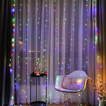3M LED Záves String Svetla Batérie Rozprávkových Svetiel 8 Režimov Diaľkové Ovládanie Vianočné Dovolenku Dekorácie Pre Domov Okno Svadobné Party