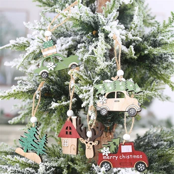 Nový Rok 2023 Darčeky z Prírodného Dreva a Remesiel Vianočný Strom Decor Ornament Drevený Prívesok Natal Navidad 2022 Vianočné Dekorácie pre Domov