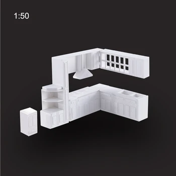 1:50/75 Model Miniatúrne Krytý Nábytok Set Kuchyne Skriňa Pre Modely Budov, Takže Príslušenstvo