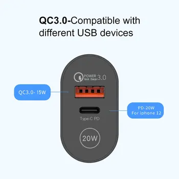 USB PD Nabíjačku 20W Rýchle Typ-C Adaptér QC 3.0 Rýchle Nabitie Telefónu Stenu Adaptér Nabíjačky Mobil Príslušenstvo