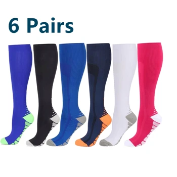 6 Párov/Pack Kompresné Ponožky Muži Ženy Nylon Lekárske Ošetrovanie Vonkajšie Cyklistické rýchloschnúci Priedušné Bežecké Športy Osadenie