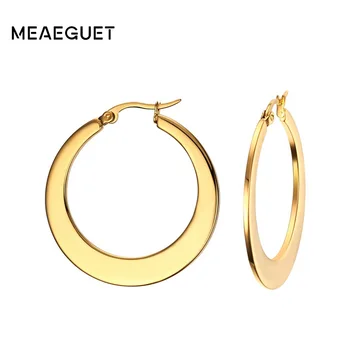Meaeguet 35mm Veľký Kruh Hoop Náušnice Zlata-Farebná Pre Ženy Strany, Šperky, Módne Okrúhle Náušnice Ronda Grande Pendientes