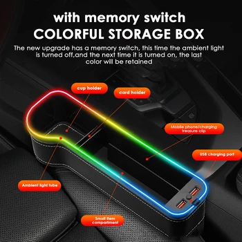 Nové Dual USB Nabíjanie Auto Štrbinovou Výplň LED Sídlo Medzera Organizátor Vrecku Catcher Auto Príslušenstvo, Kľúč Telefón Držiak Úložný Box