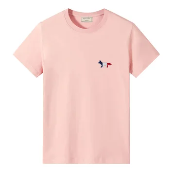 Pár Bavlna T-shirt Lete Nové Luxusné Značky Fox Výšivky Mužov a Ženy Móda Kolo Krku Classic Basic Krátky Rukáv Topy