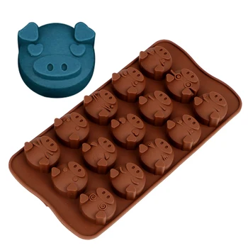 HILIFE 15 Otvory DIY Cookies Cake Zdobenie Nástroje Zábavné Ošípaných Tvarované Pečenie 3D Silikónové Čokoláda Formy Mydlo Candy Fondant Plesní