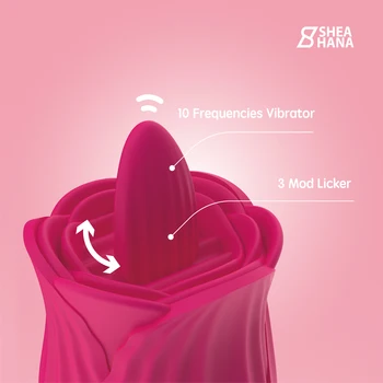 Ženy Sex Toy Rose Jazyk Lízanie Vibrátor Pošvy Klitorálny Stimulátor 10 Rýchlosť Ústne Klitoris Bradavky Ženy Masturbator pre Dospelých 18