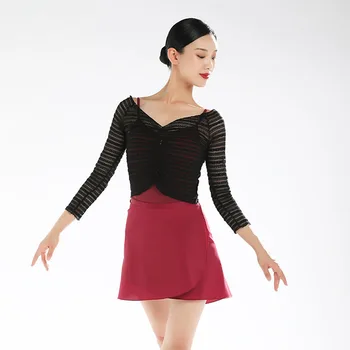 Ženy moderného Tanca Topy Balet tričko Dlhé Rukávy Balet praxi kvet, net Klasické Kostýmy pre Tanec Topy Dancewear