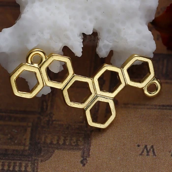 8Seasons Zinok Založené Zliatiny Konektory Zistenia Honeycomb Pozlátené Duté DIY Šperky Zistenia 26 mm(1