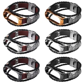 Muži Plastický Kožené Watchbands Pre Xiao Mi Pásmo 5 / 5 NFC Náhradný Popruh Retro Motýľ Spona potítka Sledovať Accessorie