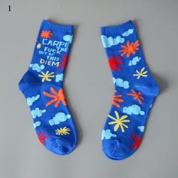 Kreatívne Ženy Bavlnené Ponožky Farebné Kreslené Bavlnené Ponožky Osobné Creative Móde Ponožky Priedušná Pohodlné Roztomilé Mäkké